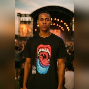 Travis Scott Astroworld Fest 2021 Mouth shirt black size M